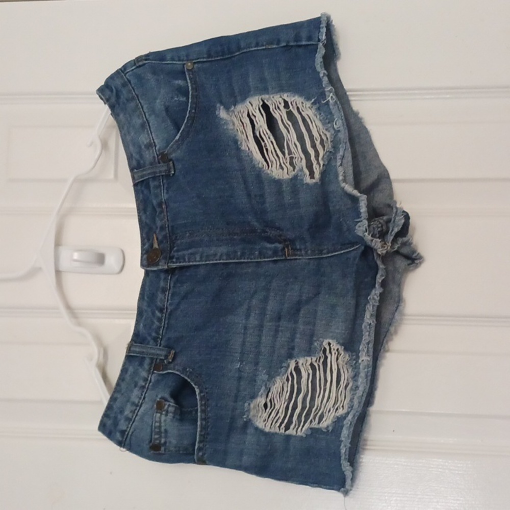 Highway Jeans Blue Denim Jean Ripped Details Shorts